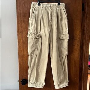 Free People Beige Adjustable Ankle Cotton Cargo Pants Gorpcore